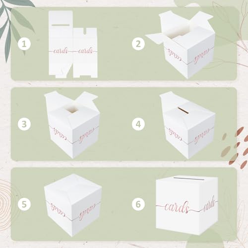 QIKSION Elegant White Card Box for Party, Rose Gold Foil Wedding Card Box - color: White and Rose Gold Foil