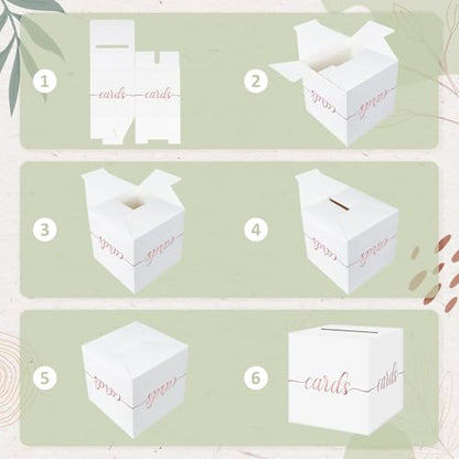 QIKSION Elegant White Card Box for Party, Rose Gold Foil Wedding Card Box - color: White and Rose Gold Foil