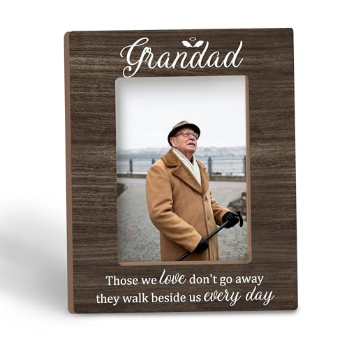 Grandad Memorial Gifts Picture Frame 5x7, In Loving Memory Wooden Photo Frame for Tabletop Desk Display, They Walk Beside us Every Day Sympathy Gifts for Loss of Grandad Home Room Decor - color: grandad memory