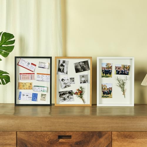 12x16 Large Shadow Box Frame with Thickened Acrylic Panel & Pins - color: Wood Color+foam Back+foam Packaging, size: 12x16