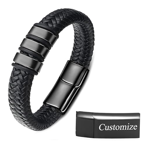 Cremation Jewelry Urn Bracelet for Ashes for Men Women Keepsake Memorial Cuff Bangle Braided Leather Wristband Bracelet for Loved One - color: Customize