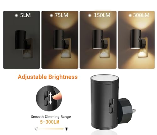 TSEXES LED Night Lights Plug into Wall,Dimmable,Daylight 5000K,4 Pack | Dusk to Dawn Sensor,0-300LM Adjustable Brightness,Bathroom, bedroom - color: 5000K Daylight, size: 4 Pack