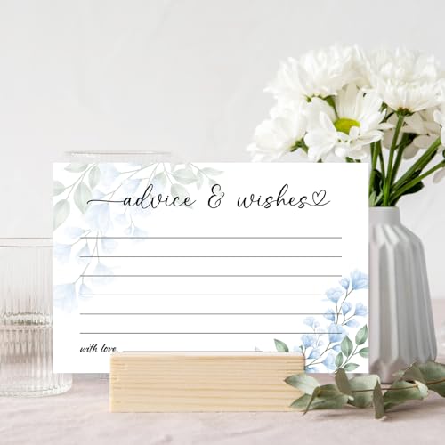 Blue Flowers Advice and Wishes Cards for the New Mr and Mrs Wedding