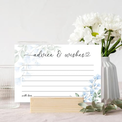 Blue Flowers Advice and Wishes Cards for the New Mr and Mrs Wedding