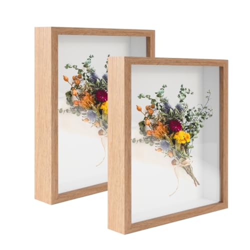 2 Pack 8.5x11 Shadow Box Frame Deep Shadow Boxes Display Cases with Stand | Wood Shadowbox Display on Tabletop or Wall for Dried Flowers, Photos, Handicrafts, Keepsake,Picture - color: Wood, size: 8.5"x 11"