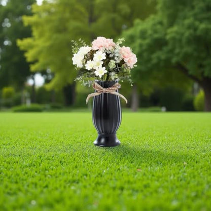 2 Pcs Cemetery Vases with Spikes Flower Holder for Cemetery Grave Vases for Cemetery with Stake (Black) - color: Black