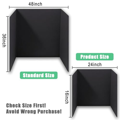 3-Pack Black Trifold Display Boards, 24 x 16 Inches Tri-Fold Corrugated Presentation Boards for Classroom Projects, Science Fairs, Business Events, and Exhibits - style: Black-3 Pack
