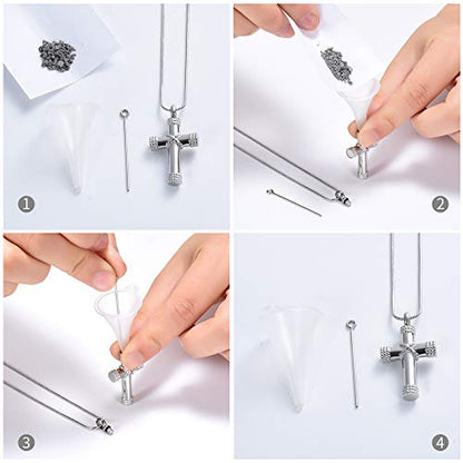Minicremation Rope Winding Cross Cremation Ashes Urn Pendant Necklace Memorial Keepsake Jewelry Lord’s Prayer Cross Ashes Necklaces - color: Silver