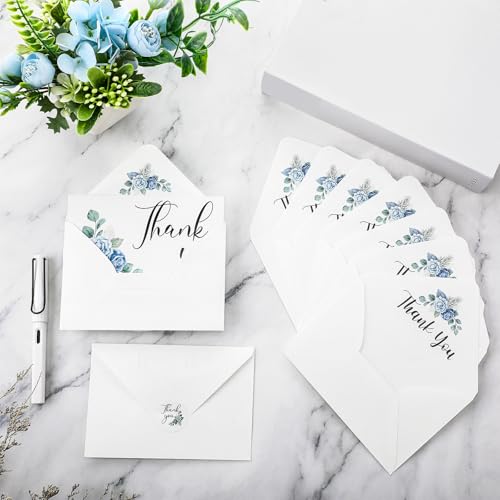 Marspark 100 Sets Funeral Thank You Sympathy Cards with Envelopes and Message Inside Memorial Card Bereavement Cards with Stickers for Funeral Loved Ones Celebration of Life (Floral) - style: Floral