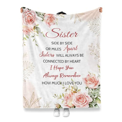 Jekeno Rose Sister Throw Blanket Gifts for Women Bestie 50"x60" - color: Pink Sister Gifts, size: 60x50 Inch