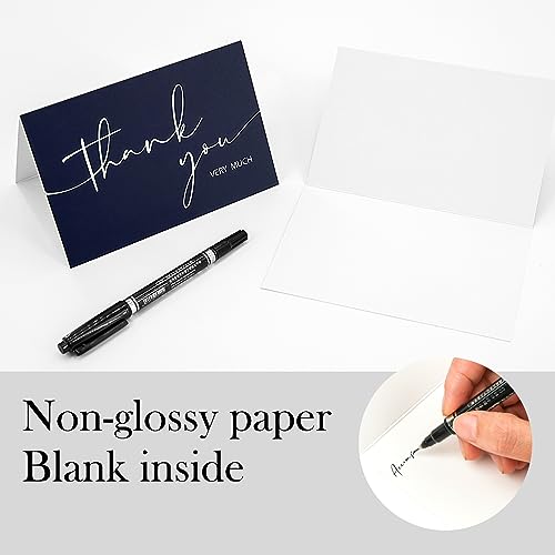NESCCI 24 PCS Thank You Cards With Envelopes,4x6 Inch Minimalistic Design | Thank You Card,Thank You Notes for Wedding, Business, Baby Shower, Small Business, Funeral, Graduation (Navy Blue) - size: 24 Pack