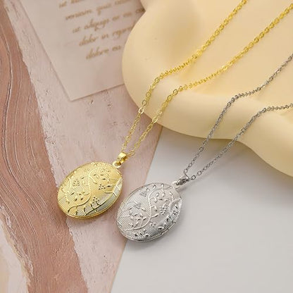 YOUFENG Love Heart Flower Locket Necklace that Holds Pictures Photo Locket Birthday Gifts - style: Flower Golden