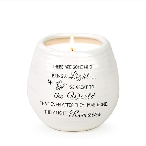 Sympathy Gifts 10 Oz Memory Candle for Loss of Loved One | Memorial Gifts Bereavement Gift for Loss of Dad Mom, Grief Bereavement Remembrance Sympathy Candle in Handmade Jar - color: Their Light Remains