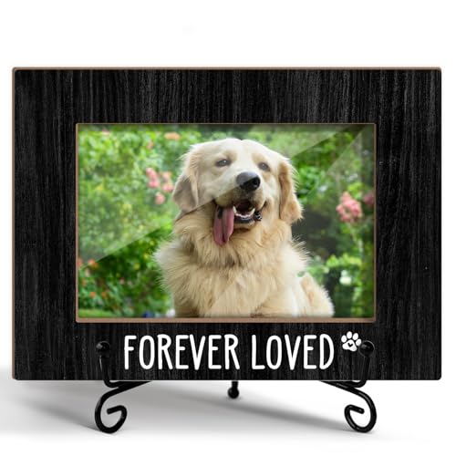 Dog Photo Frame - Forever Loved, Memorial Gifts for Women Friend Coworker, Fit 4x6 Picture With Stand, Home Desk Decor Tabletop Display, Paw -Txk73 - style: Dog - B