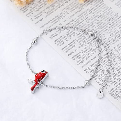 Butterfly/Sunflower/Red Cardinal/Hummingbird Cremation Jewelry 925 Sterling Silver Urn Bracelet Ashes Keepsake Hair Memorial Always in My Heart Locket for Women Mom - style: Cardinal