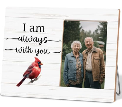 Red Cardinal Gifts Picture Frame,Memorial Sympathy Bereavement Gifts Picture Frame for Loss of a Loved One,I am Always With You Photo Frame - color: Brown