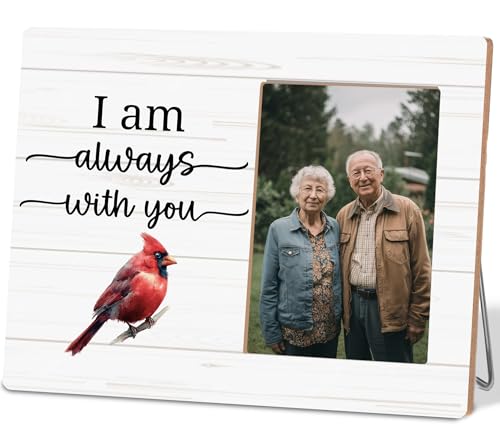 Red Cardinal Gifts Picture Frame,Memorial Sympathy Bereavement Gifts Picture Frame for Loss of a Loved One,I am Always With You Photo Frame - color: Brown