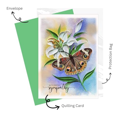 Buffterly Sympathy Quilling Card, Animal Sympathy, Thinking Of You for All Occassions, Animal Quill Card for Him, Her, Friend (Buffterly) - color: Buffterly Sympathy