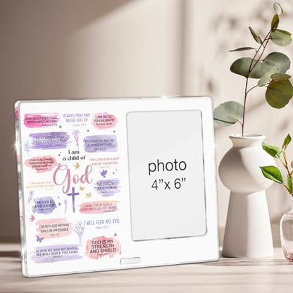 Baptism Gift for Girl Women, Christian Religious Baptism Gifts for Girl Granddaughter Goddaughter Birthday Christening Party, I Am a Child of God Acrylic Picture Frame 4 x 6 Inches Photo - color: Baptism- G