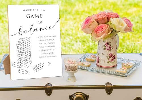 Wedding Guest Book Alternative Sign, 8×11 Inches Wooden Sign With Stand, Jenga Guestbook Sign, Minimalist Tabletop Decor for Bridal Shower, Wedding Reception, Event Party Favor Supplies-9 - style: Modern