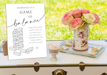Wedding Guest Book Alternative Sign, 8×11 Inches Wooden Sign With Stand, Jenga Guestbook Sign, Minimalist Tabletop Decor for Bridal Shower, Wedding Reception, Event Party Favor Supplies-9 - style: Modern