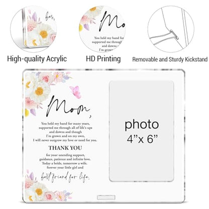 Mother of the Bride Picture Frame, Mother of the Bride Gifts, Wedding Gift for Mom Acrylic Photo Frames, Photo 4 x 6 Inches - color: D-Mother of the Bride