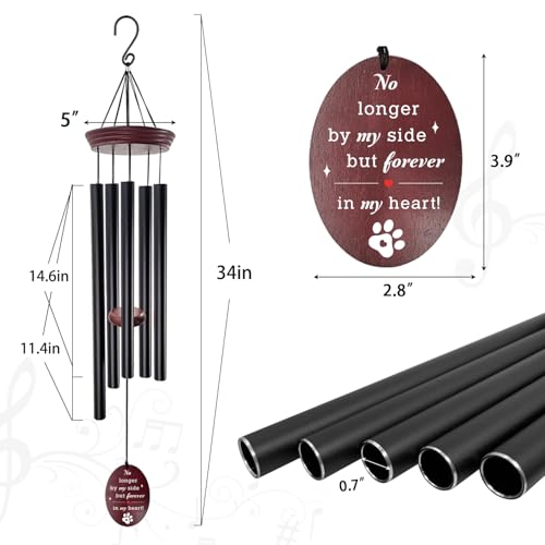 Pet Memorial Wind Chime, Dog Memorial Wind Chimes for Loss of Dog, Tuned Aluminum Tubes in G Scale, Wooden Top, Sympathy Pet Loss Gifts for Garden Patio – Forever in My Heart - size: 2