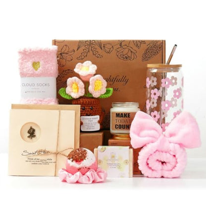 Thoughtful Birthday Gifts Set for Women, Self Care Get Well Soon Gift Box, Relaxing Spa Care Package, Christmas Holiday Present for Mom Sister Wife Aunt Best Friend Her