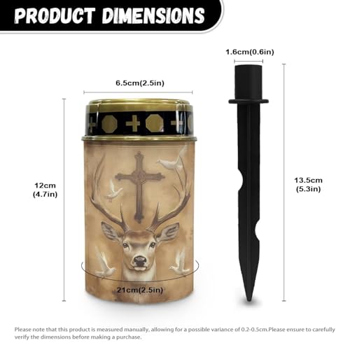 Poceacles Solar Outdoor Lights Solar Grave Lights Solar Cemetery Candles LED Automatic Flameless Candles Cemetery Outdoor Solar Lights for Loss of Dad, Deer Cross Dove of Peace Retro - color: Deer Cross Dove of Peace Retro