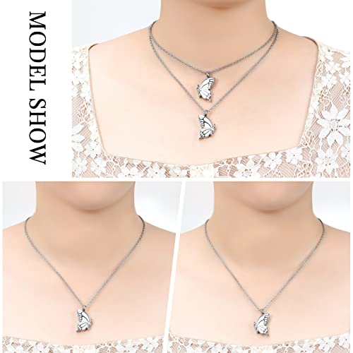 constantlife 2 Pack Butterfly Urn Necklaces for Ashes for Women Girls Stainless Steel Pendants Cremation Keepsake Jewelry Mother Daughter Sister Friendship Memorial Gifts - color: Silver