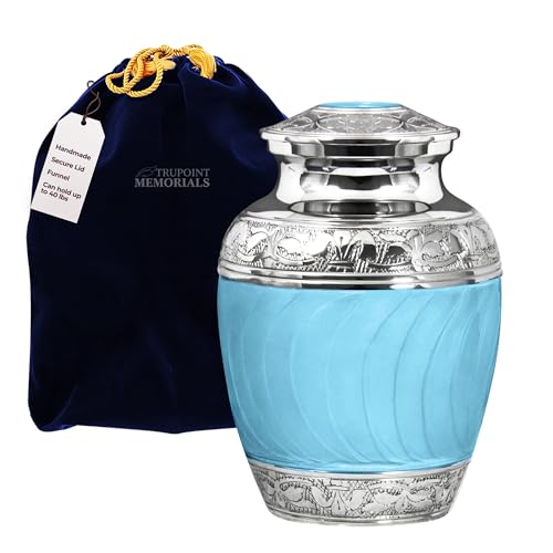 Trupoint Memorials Cremation Urns for Human Ashes, Handcrafted Baby Urn for Moms Who Lost Their Child – Medium, Light Blue - color: Light Blue, size: Child