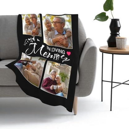 Custom Memorial Blanket with Picture, Customized Picture Blanket Throws for Loss of Mother Father Grandma Grandpa - color: Memorial Blanket 2