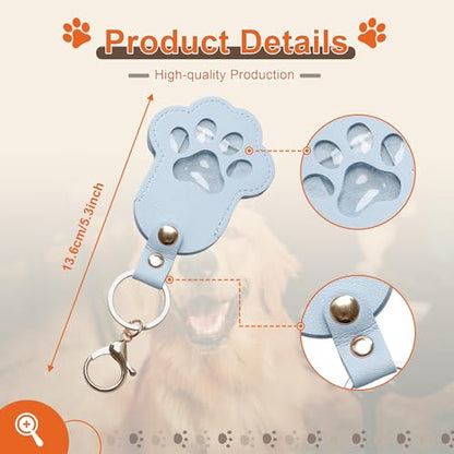 Pet Memorial Keychain Dog Paw Keepsake Photo Holder - color: 3pack Blue