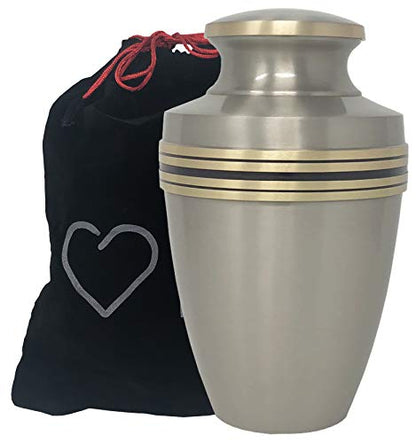 Revere Pewter Adult Cremation Urn - Modern Accents - Silver - Momentful Life