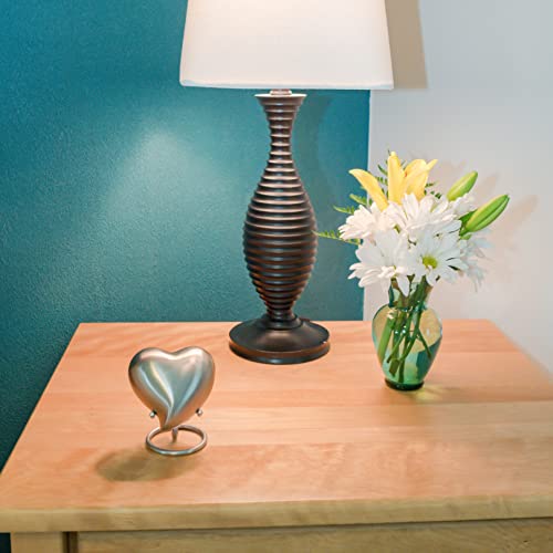 Pewterglow Heart Keepsake Cremation Urn for Ashes, Brass, Silver Urn, Keepsake Sized Cremation Urn, 3 Inches Wide - color: Pewterglow Heart