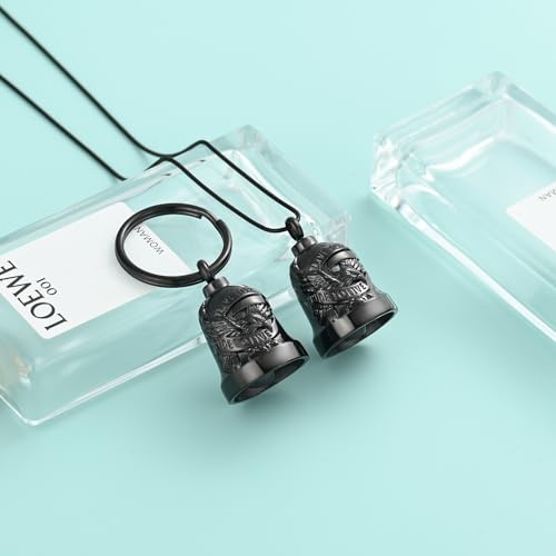 Eagle Love Cremation Keychain Bell Urn Necklaces for Ashes Keepsake Ash Pendant Memorial Urn Keychain Jewelry - color: Black-2pcs