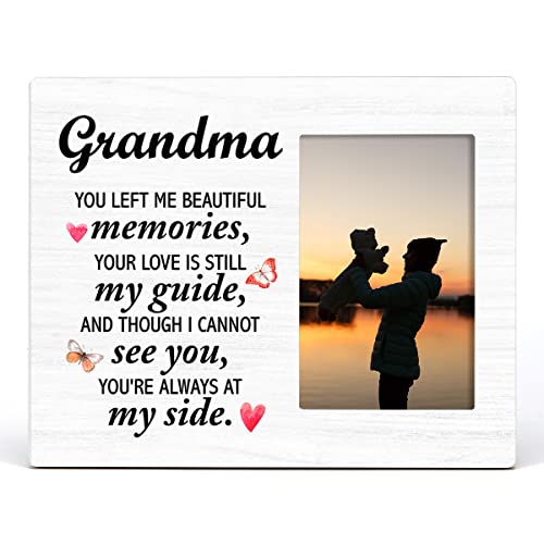 Zauly Memorial Wooden Picture Frame Gift for Loss of Grandma, in Memory of Grandma Wood Photo Frame Sympathy Bereavement Gifts, Tabletop & Wall Mounting, 4x6 Inch Photo