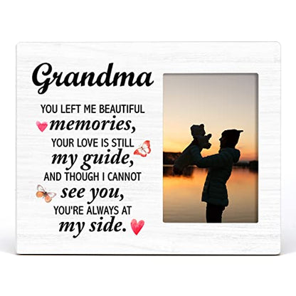 Zauly Memorial Wooden Picture Frame Gift for Loss of Grandma, in Memory of Grandma Wood Photo Frame Sympathy Bereavement Gifts, Tabletop & Wall Mounting, 4x6 Inch Photo