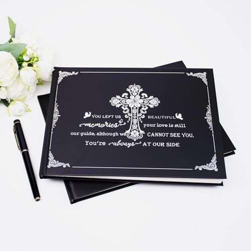 Guest Book for Funeral Celebration of Life Guest Book Elegant 82 Pages Commemorative Book for Loss of Loved One Salute Book Memorial Service Album-You Left us Beautiful Memories - style: Cross
