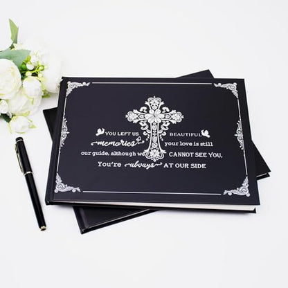 Guest Book for Funeral Celebration of Life Guest Book Elegant 82 Pages Commemorative Book for Loss of Loved One Salute Book Memorial Service Album-You Left us Beautiful Memories - style: Cross