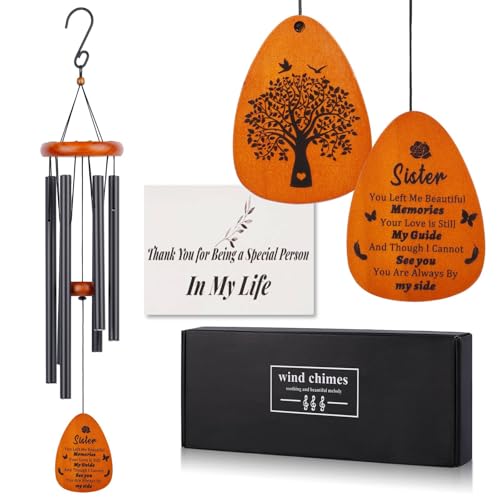 32" Memorial Wind Chimes for Loss of Sister Sympathy Gift, Memorial Sympathy Gifts for Loss of Sister, Bereavement Gift for Loss of Sister, Tree of Life Windchimes in Memory of Sister Gifts - color: Sister