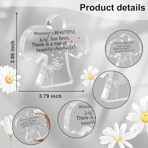 Sympathy Gifts, Angel Acrylic Memorial Condolence Gift, Grieving Gift, Remembrance Grief Dandelion Theme Gifts for Loss of Loved One, Sympathy Sign for Home Living Room Table Centerpiece Decor - style: 025