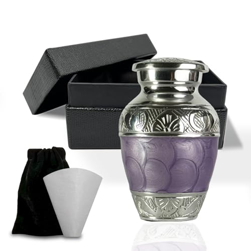 Small Urn for Human Ashes Keepsake – Mini Urn for Ashes – Handcrafted Purple Keepsake Urns – Memorial Ash Holder - color: Lavender Purple, size: Single Keepsake