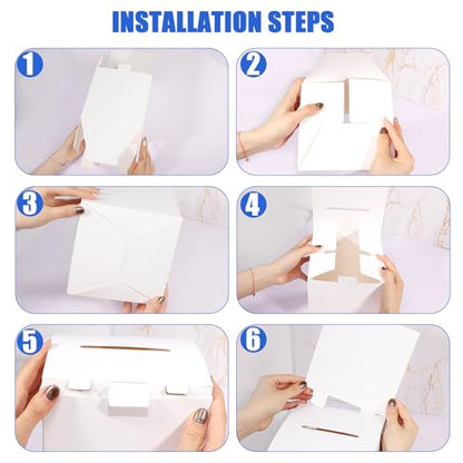 Ysglory 12 Pack Raffle Ticket Box Cardboard Suggestion Box with Slot Donation Ballot Boxes for Fundraising Collecting Business Card Voting Contest with Removable Title Board, 6 x 6 x 6 Inches - color: White - 12 Pack - 6 x 6 x 6 Inches