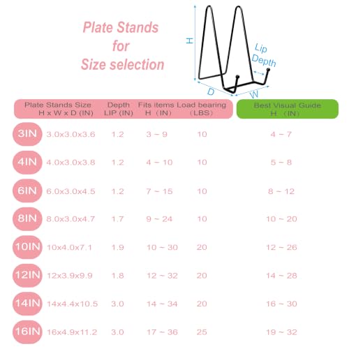 3PCS Iron Plate Stands for Display 8 Inch, Large Metal Frame Holders Easel | Solid Black Iron Easel Holder, Perfect for Decorative Plate, Book, Photo Easel - size: 3PCS 8IN