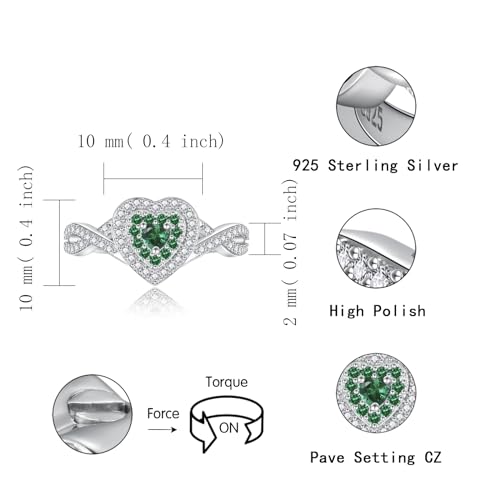 Sariel Teardrop Cremation Ring for Ashes - 925 Sterling Silver Urn Keepake Rings Memorial Jewelry for Women - color: Heart (Green)