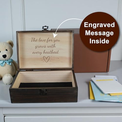Welcome to the World Baby Memory Box, Engraved Newborn & Baby Shower Gift | Holds ultrasound photos, hospital bracelet, first tooth, birth announcements & baby milestones. Gift boxed and ready to give. - size: Medium, style: Baby