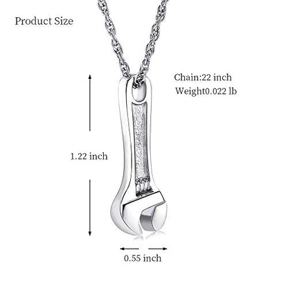 shajwo Wrench Urn Necklace for Ashes for Women Men Human Ashes Stainless Steel Hammer Cremation Jewelry for Ashes Pendant - color: Customize