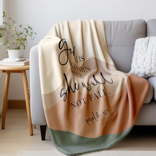 HIWX Boho Christian Bible Verse Religious Throw Blanket 50x60 she Will - color: She Will 1, size: 50“L x 60”W