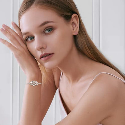 J.Fée Infinity Heart Bracelets for Women with 5A Cubic Zirconia, 925 Silver Bracelets for Women Adjustable Womens Bracelet Jewelry for Wife Girlfriend Her - color: Infinite Love#2